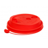 Крышка для стакана 200-250мл D 80мм пластик ПП красный с заглушкой и пробивным отверстием для трубочки